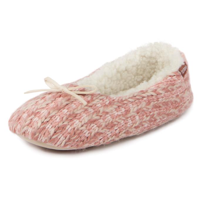 totes Ladies Knitted Ballet Slippers Pink Extra Image 3
